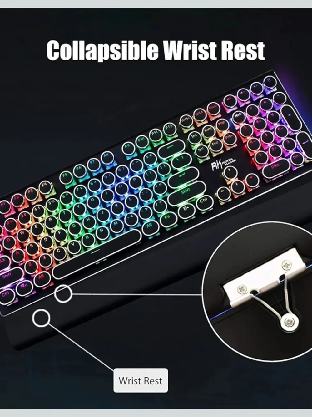 RK Royal Kludge S108 Retro Mechanical Keyboard RGB Blue Switch Wired Black